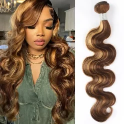 Highlight Piano Human Hair P4/27 Hair Body Wave 1 Bundles 10-30 Inch Hair Extension Human Hair