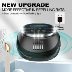 High-Power Ultrasonic Mouse & Insect Repeller – Timing Function with Four-Speed Adjustment and Four-Sided Flashlight