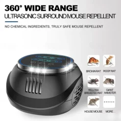 High-Power Ultrasonic Mouse & Insect Repeller – Timing Function with Four-Speed Adjustment and Four-Sided Flashlight