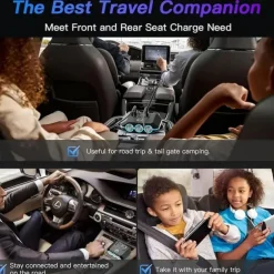 High-Power 120W 7-in-1 Car Charger with 3 Sockets and 4 USB Ports - Individual Switches LED Voltage Display for Efficient Multi-Device Charging