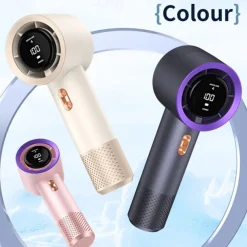 High-Speed Handheld Fan – 199-Speed Adjustable Cooling & Heating Modes, Portable Quiet Brushless Motor, LED Display, Multi-Gear Wind Power for Home, Travel & Outdoor