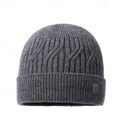 Hiking Hat Balaclava Skull Cap Beanie Thermal Warm Fleece Lining Soft Winter Men's Fishing Activity