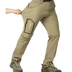 hiking stretch pants mens convertible quick dry lightweight zip off outdoor travel safari pants #818-khaki-40