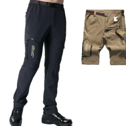 hiking stretch pants mens convertible quick dry lightweight zip off outdoor travel safari pants #818-khaki-40