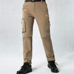 hiking stretch pants mens convertible quick dry lightweight zip off outdoor travel safari pants #818-khaki-40