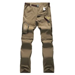 hiking stretch pants mens convertible quick dry lightweight zip off outdoor travel safari pants #818-khaki-40
