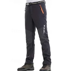 hiking trousers mens softshell fleece warm windproof walking trousers outdoor trousers ski trousers for climbing, trekking, outdoor sport (uk m/tag xl, grey)
