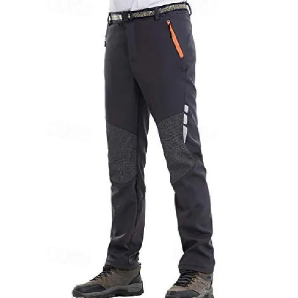 hiking trousers mens softshell fleece warm windproof walking trousers outdoor trousers ski trousers for climbing, trekking, outdoor sport (uk m/tag xl, grey)