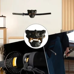 Holder Stand Display Rack Oni Katana Japanese Samurai Sword Black Wall Mask