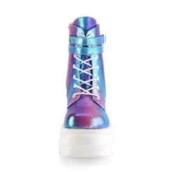 Holographic Platform Wedge Ankle Boots for Women - Trendy and Bold Footwear for Festivals and Parties