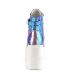 Holographic Platform Wedge Ankle Boots for Women - Trendy and Bold Footwear for Festivals and Parties