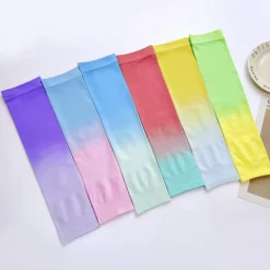 Home Gradient Ice Silk Arm Sleeves UV Protection Cooling UPF 50+ Sun Sleeves Sunscreen Covers Compression Warmer Gloves for Men Women Running Cycling Driving Fishing Colour Gradient