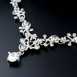 Hoop Earrings 1 set White Cubic Zirconia 18K Gold Plated Rhinestone 1 Necklace Earrings Women's Elegant Basic Korean Classic Drop Feather Jewelry Set For Carnival Wedding Party