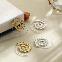 Hoop Earrings For Women's Party Wedding Alloy filigree Wave