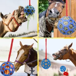 Horse Feeding Toy Ball Hanging Horse Toy Stable Feeding Ball, Stretch Resistant TPR Hay Feeder Toy Ball