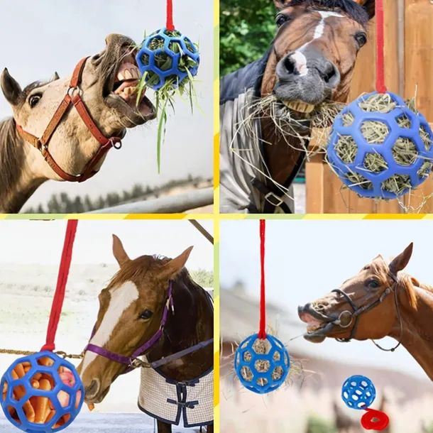 Horse Feeding Toy Ball Hanging Horse Toy Stable Feeding Ball, Stretch Resistant TPR Hay Feeder Toy Ball