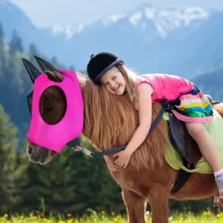 Horse Fly Masks with Ears Head Fly Masks for Horses Smooth Elastic UV Protection Cover from Summer Insect Pests 1PCS