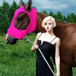 Horse Fly Masks with Ears Head Fly Masks for Horses Smooth Elastic UV Protection Cover from Summer Insect Pests 1PCS