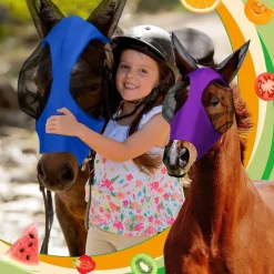 Horse Fly Masks with Ears Head Fly Masks for Horses Smooth Elastic UV Protection Cover from Summer Insect Pests 1PCS