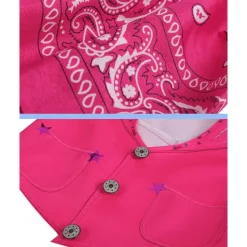 Hot Pink Cowgirl Set Doll Movie Cosplay Costume Masquerade Girls' Movie Cosplay Retro Vintage Vest Pants Scarf Masquerade Halloween