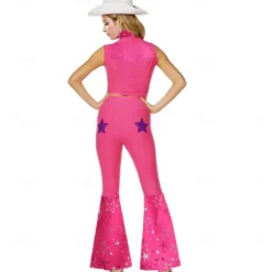 Hot Pink Cowgirl Set Doll Movie Cosplay Costume Masquerade Girls' Movie Cosplay Retro Vintage Vest Pants Scarf Masquerade Halloween