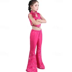 Hot Pink Cowgirl Set Doll Movie Cosplay Costume Masquerade Girls' Movie Cosplay Retro Vintage Vest Pants Scarf Masquerade Halloween