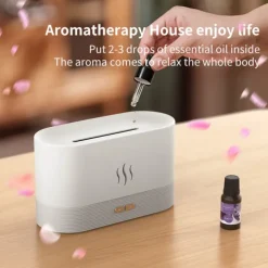 Household Air Humidifier Diffuser With remote control Ultrasonic 3D Flowing light Air Purifier Aromatherapy Flame Aroma Diffuser