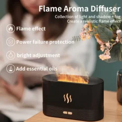 Household Air Humidifier Diffuser With remote control Ultrasonic 3D Flowing light Air Purifier Aromatherapy Flame Aroma Diffuser