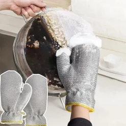 Housework Cleaning Gloves Steel Wire Ball Dish Washing Gloves Kitchen Dishcloth Dishwashing Cleaning Cloth Cleaning Tools