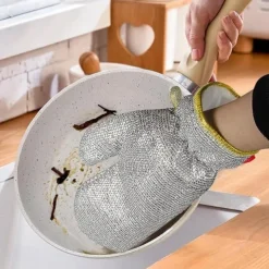 Housework Cleaning Gloves Steel Wire Ball Dish Washing Gloves Kitchen Dishcloth Dishwashing Cleaning Cloth Cleaning Tools