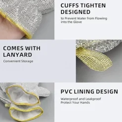 Housework Cleaning Gloves Steel Wire Ball Dish Washing Gloves Kitchen Dishcloth Dishwashing Cleaning Cloth Cleaning Tools