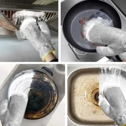 Housework Cleaning Gloves Steel Wire Ball Dish Washing Gloves Kitchen Dishcloth Dishwashing Cleaning Cloth Cleaning Tools