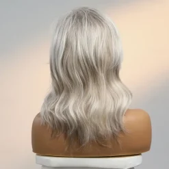 Human Hair Blend Wig Medium Length Natural Wave Side Part Layered Haircut Asymmetrical With Bangs Blonde Cosplay Curler & straightener Natural Hairline Capless Burmese Hair Women's All Golden Brown