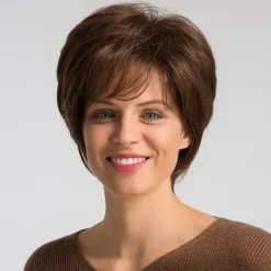 Human Hair Blend Wig Short Natural Straight Bob Brown Fashionable Design Easy dressing Comfortable Capless Women's Medium Auburn#30 Jet Black #1 Brown 8 inch