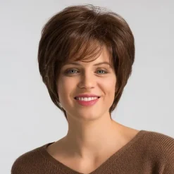 Human Hair Blend Wig Short Natural Straight Bob Brown Fashionable Design Easy dressing Comfortable Capless Women's Medium Auburn#30 Jet Black #1 Brown 8 inch