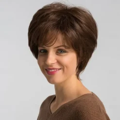 Human Hair Blend Wig Short Natural Straight Bob Brown Fashionable Design Easy dressing Comfortable Capless Women's Medium Auburn#30 Jet Black #1 Brown 8 inch