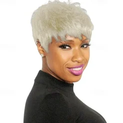 Human Hair Blend Wig Short Straight Layered Haircut Short Hairstyles 2020 Berry Classic Straight Black Blonde Brown Natural Capless Women's Palest Blonde Honey Blonde / Bleached Blonde Blonde 8 inch