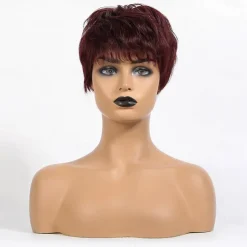 Human Hair Blend Wig Short Straight Layered Haircut Short Hairstyles 2020 Berry Classic Straight Black Blonde Brown Natural Capless Women's Palest Blonde Honey Blonde / Bleached Blonde Blonde 8 inch