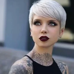 Human Hair Blend Wig Short Straight Pixie Cut Short Hairstyles 2020 Straight Short Side Part Machine Made Women's Natural Black #1B Medium Auburn#30 Strawberry Blonde / Light Blonde 8 inch