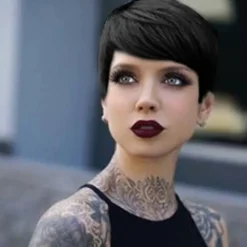 Human Hair Blend Wig Short Straight Pixie Cut Short Hairstyles 2020 Straight Short Side Part Machine Made Women's Natural Black #1B Medium Auburn#30 Strawberry Blonde / Light Blonde 8 inch