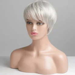 Human Hair Blend Wig Short Straight Pixie Cut Short Hairstyles 2020 Straight Short Side Part Machine Made Women's Natural Black #1B Medium Auburn#30 Strawberry Blonde / Light Blonde 8 inch