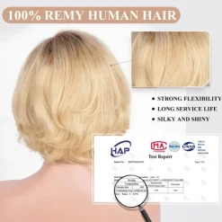 Human Hair Blend Wig Short Natural Straight Pixie Cut Side Part Layered Haircut Asymmetrical Brown Cosplay Curler & straightener Natural Hairline Capless Brazilian Hair Women's All Black / Blonde 14