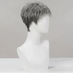 Human Hair Blend Wig Short Loose Curl Water Wave Pixie Cut Side Part Layered Haircut Asymmetrical Dark Gray Cosplay Curler & straightener Natural Hairline Capless Burmese Hair Chinese Hair Men's All