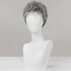 Human Hair Blend Wig Short Loose Curl Water Wave Pixie Cut Side Part Layered Haircut Asymmetrical Dark Gray Cosplay Curler & straightener Natural Hairline Capless Burmese Hair Chinese Hair Men's All