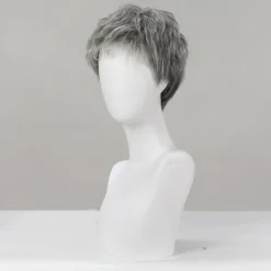 Human Hair Blend Wig Short Loose Curl Water Wave Pixie Cut Side Part Layered Haircut Asymmetrical Dark Gray Cosplay Curler & straightener Natural Hairline Capless Burmese Hair Chinese Hair Men's All