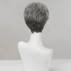 Human Hair Blend Wig Short Loose Curl Water Wave Pixie Cut Side Part Layered Haircut Asymmetrical Dark Gray Cosplay Curler & straightener Natural Hairline Capless Burmese Hair Chinese Hair Men's All