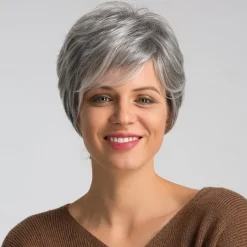 Human Hair Blend Wig Short Natural Straight Pixie Cut Blonde Red Mixed Color Fashionable Design Easy dressing Comfortable Machine Made Women's Dark Wine Black / Grey Beige Blonde / Bleached Blonde 8