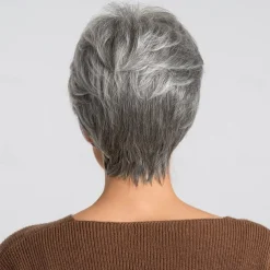 Human Hair Blend Wig Short Natural Straight Pixie Cut Blonde Red Mixed Color Fashionable Design Easy dressing Comfortable Machine Made Women's Dark Wine Black / Grey Beige Blonde / Bleached Blonde 8