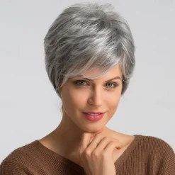 Human Hair Blend Wig Short Natural Straight Pixie Cut Blonde Red Mixed Color Fashionable Design Easy dressing Comfortable Machine Made Women's Dark Wine Black / Grey Beige Blonde / Bleached Blonde 8