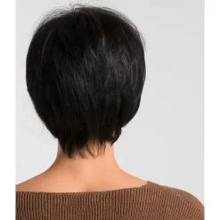 Human Hair Blend Wig Short Natural Straight Pixie Cut Blonde Red Mixed Color Fashionable Design Easy dressing Comfortable Machine Made Women's Dark Wine Black / Grey Beige Blonde / Bleached Blonde 8